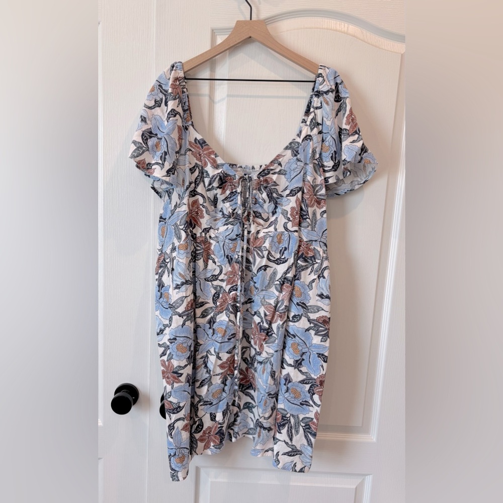 Flutter Sleeve Linen Blend Swing Dress